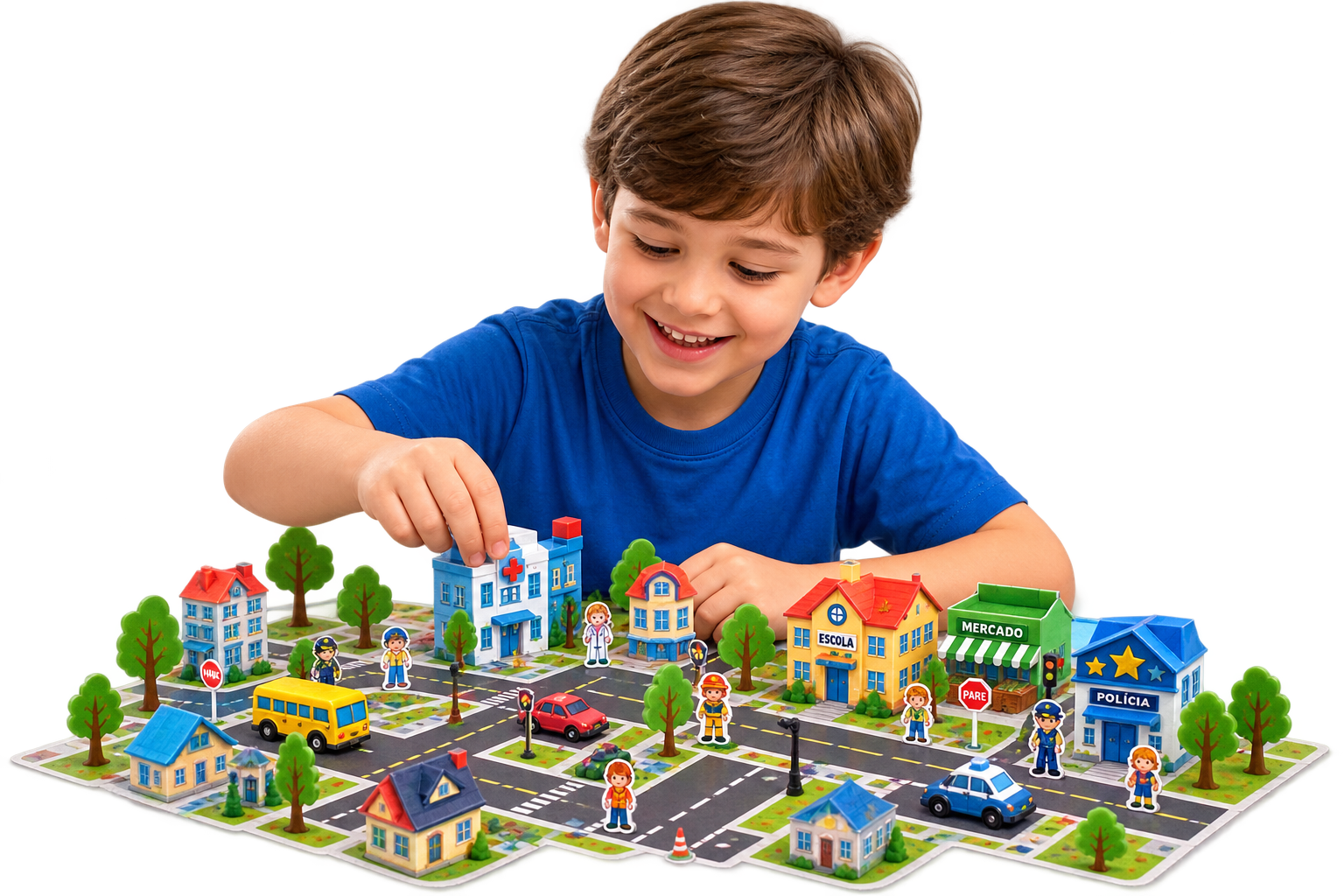 Criança brincando com a cidade