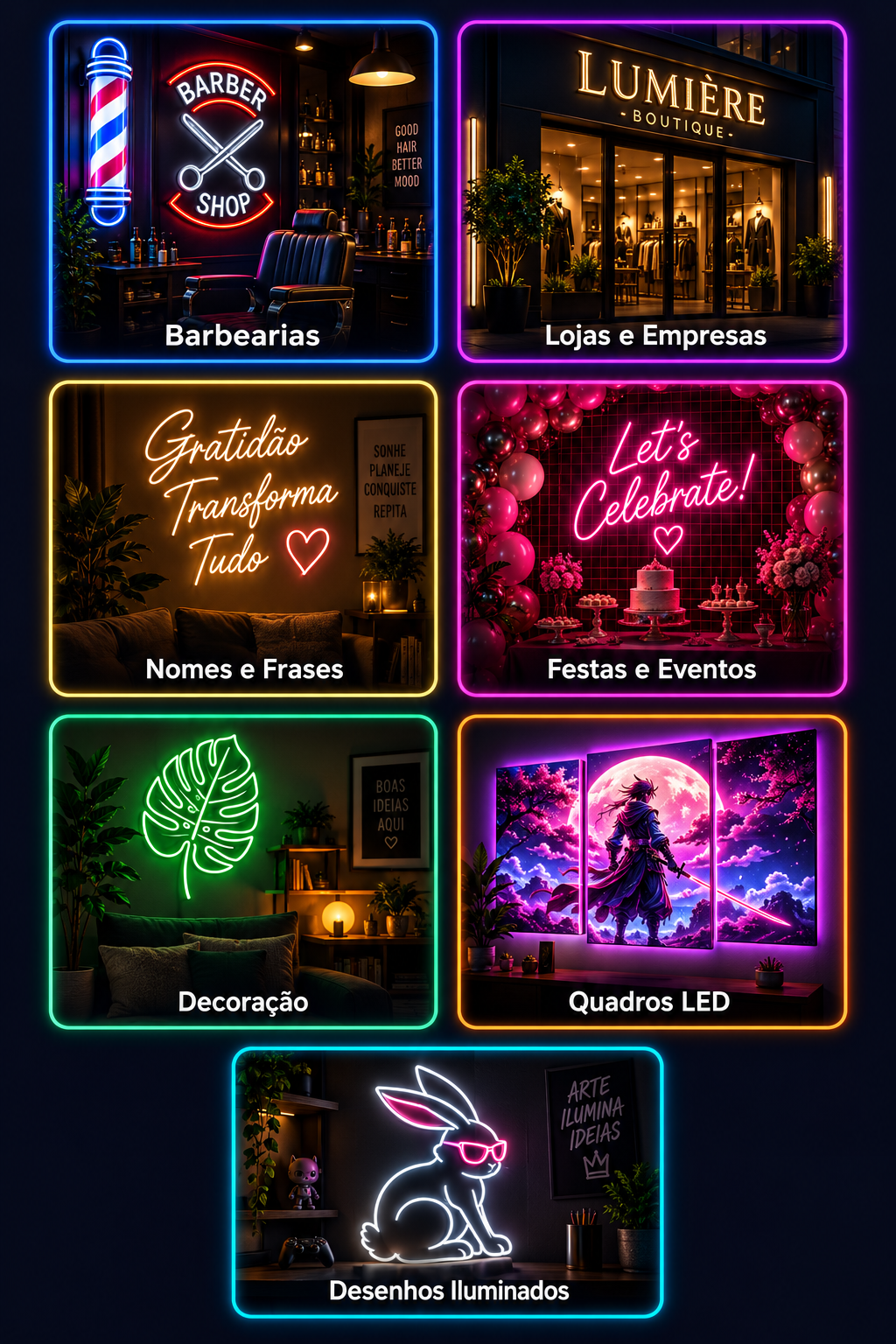 Exemplos de projetos de letreiros LED